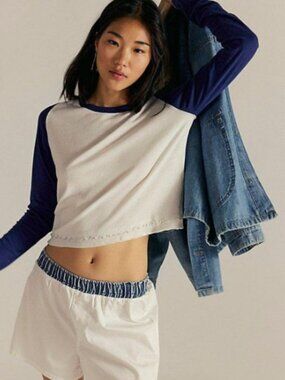 Free People We the Free "Deja Du" Baseball Tee Long Sleeve,  XS, NWT